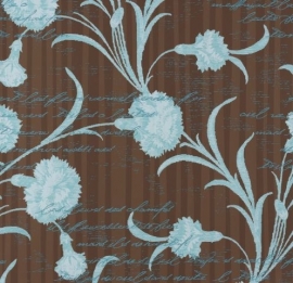 lambrisering behang dubbelbreed blauw bloemen 54382