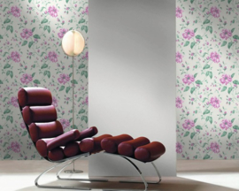 Vliesbehang Astoria Floral, groen/roze/beige 53738