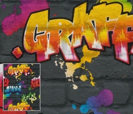 Rasch Kids Club 237801 Graffiti trendy behang