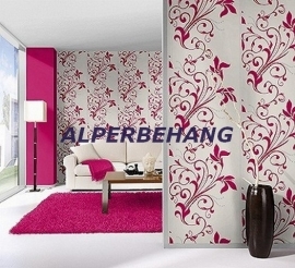 fuchsia rose wit bloemen vlies behang x261