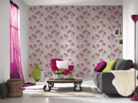 violet bloemen behang 957505