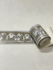 Zelfklevende behangrand grijs goud klassiek 5,5 cm x 5 meter