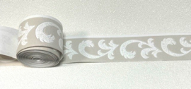 beige glitter behangrand bladerenmotief