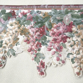 Engelse bloemen behangrand draperie 377561