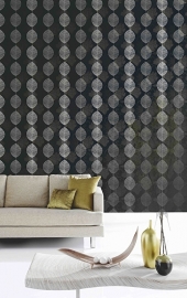 RETRO LEAF BLACK BEHANG - Arthouse Options 408201