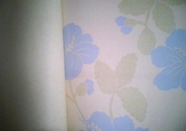 opruiming blauw creme modern bloemen behang 45