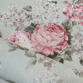 Rozen Behang met Glitter Roze Groen Lila – Romantische Bloemen Boeketten – Afneembaar – 34148-3