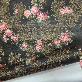 kunst behang romantische rozen mooie boeketten op marmerlook