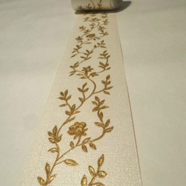 smal behang rand wit goud sierlijke bloemen