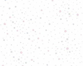 roze met blauw stippen meisjes behang 35855-1
