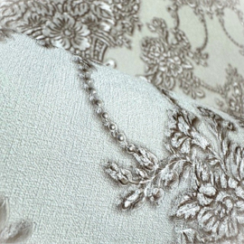 Klassiek Barok Vliesbehang Beige Crème – Linnen Structuur | Hotel Chic Behang