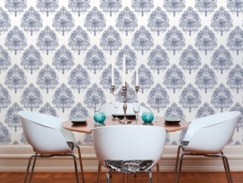 barok behang blauw creme lambrisering dubbelbreed xmx