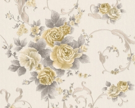 Behang Bloemen wit goud AS Romantica 30647-4