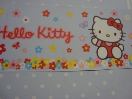 rood wit geel blauw bloemen hello kitty behangrand 70