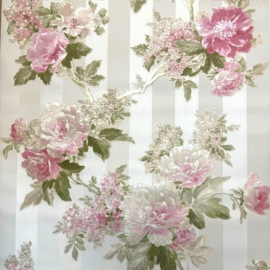 bloemen behang glitter strepen rozen