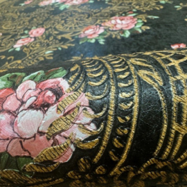 kunst behang romantische rozen mooie boeketten op marmerlook