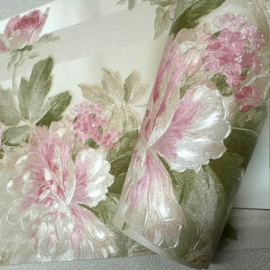 Engelse bloemen behangrand rozen glitter
