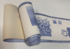 blauw behangrand klassiek geborduurd