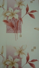 creme bruin modern bloemen  vinyl behang 14