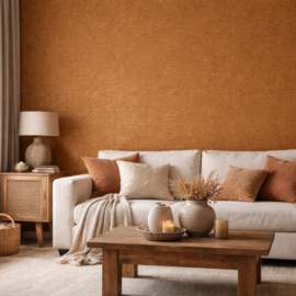 Luxe Goud Terra Cotta Behang – Linnenstructuur & Glitter