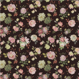 Eijffinger Rice 2 Wallpower 383612 Vintage Flowers Black