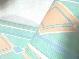 Retro behangrand groen blauw 7611