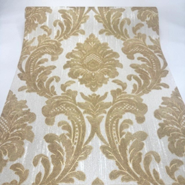 Glitter barok behang goud wit klassiek m95588