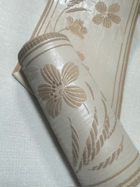 glitter beige bloemen behangrand 5521