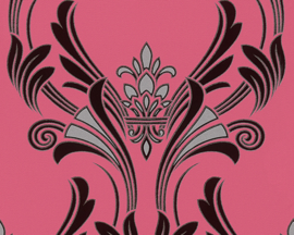 barok behang roze met glitter 957032