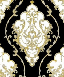 Barok behang klassiek zwart wit goud x263
