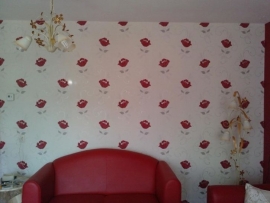 rood bloemen vlies behang 0056