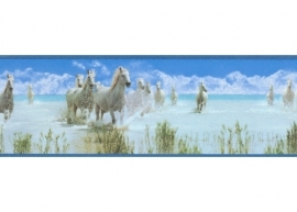 899019 behangrand paarden blauw wit