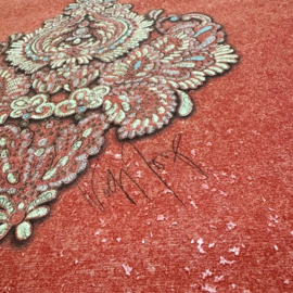 mozaiek rood barok behang retro Vintage