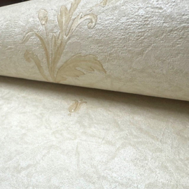 EXCLUSIEF ITALIAANS VINYL BEHANG - creme bloemen