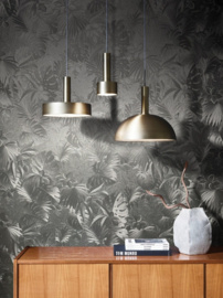 Behang met grote bladeren in metallic goud-chrome 33302 Botanica