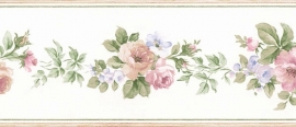 bloemen behangrand wit rose xx24