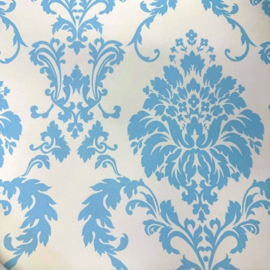 barok behang trendy vintage blauw wit