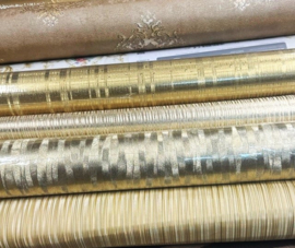 Goud uni vliesbehang glans glim
