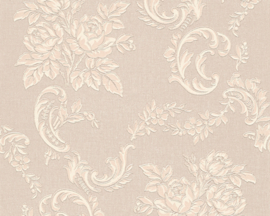 Glitter Bloemen behang beige creme 33867-6