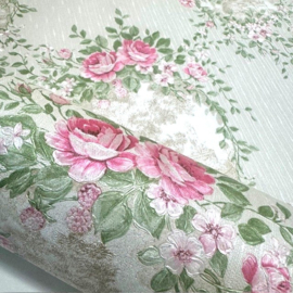 Exclusief bloemen behang Engelse stijl glitter