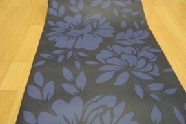 donker blauw bloemen vlies behang 37