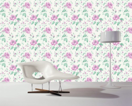 Vliesbehang Astoria Floral, groen/roze/beige 53738