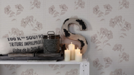 bloemen behang bruin creme 957502