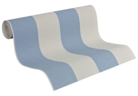 Blauw Strepen  vlies Beige, Blauw x2