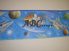 Behangrand spaceships blauw 082