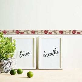 behangrand smal bloemen rood creme 2820-19