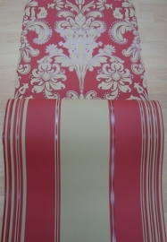 roze beige streep behang