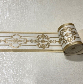 Goud wit Hermitage klassieke behangrand glans 6 cm – 5 meter lang