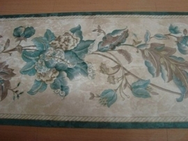 groen beige bloemen behangrand 06