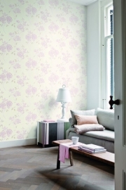BN Wallcoverings Glamorous 46760 bloemen vlies , wit roze
